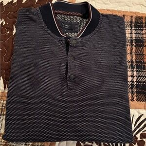 Ted Baker Navy/Midnight/BlackTextured Henley Polo